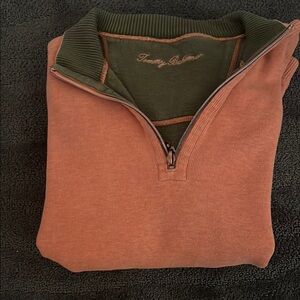 Tommy Bahama Orange and Brown Zip Up Sweater